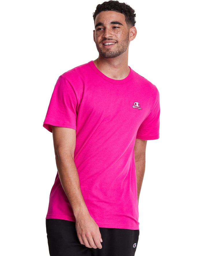 Champion Lightweight C Logo Applique Erkek Tişört Pembe ( UABYFT397 )